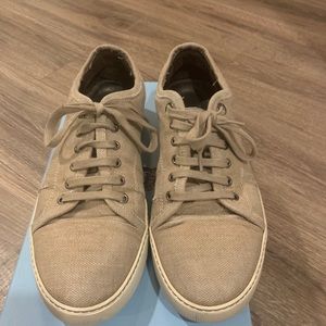 Lanvin Low Top Sneaker In Waxy Woven Linen